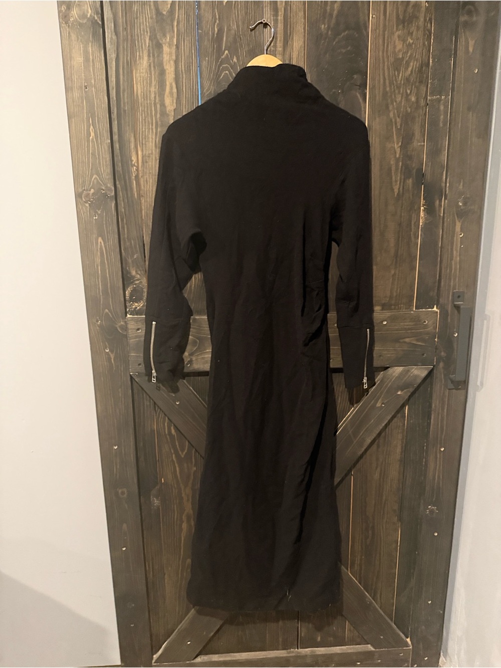 Zara Black Long-Sleeve Midi Dress with Zip Cuff Detail